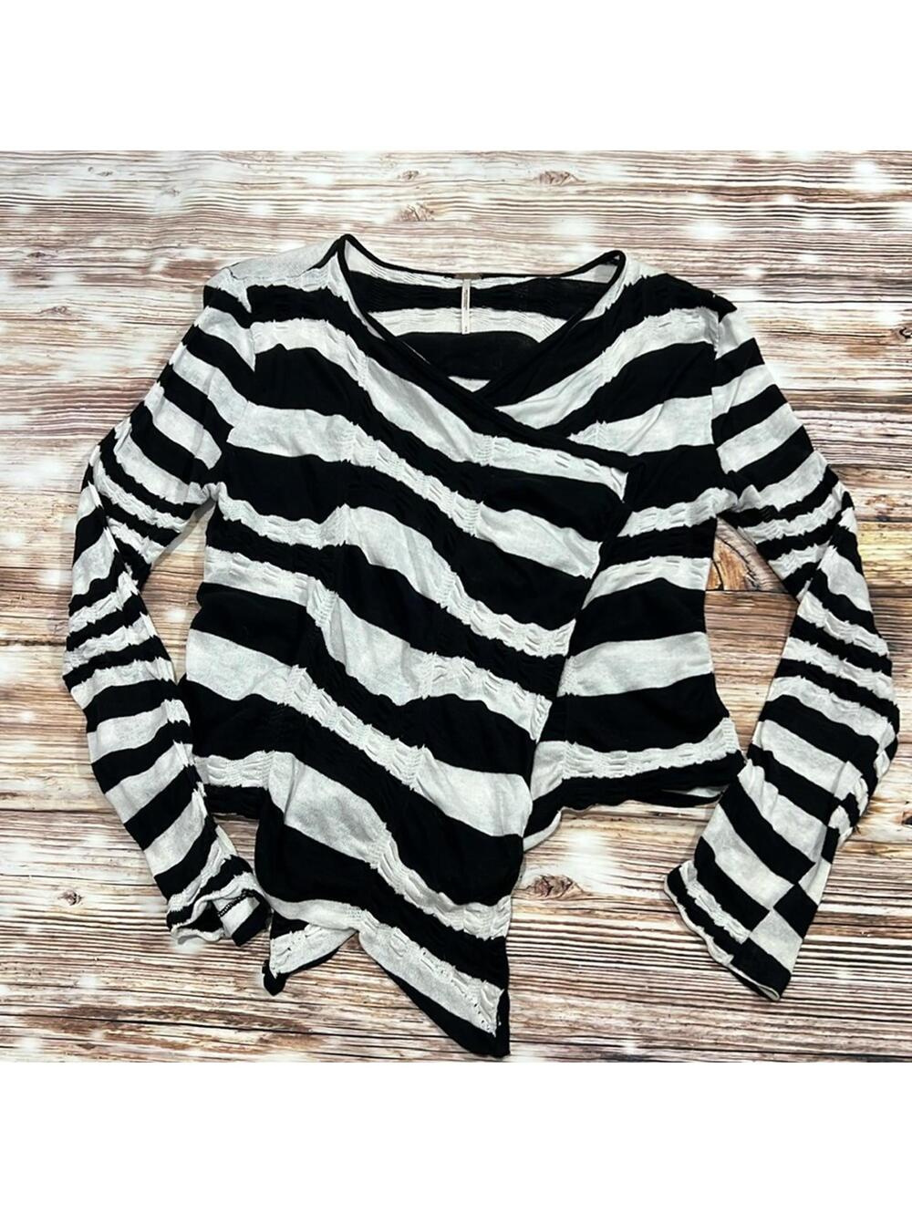 Free People Commotion Striped Crinkle Cardigan